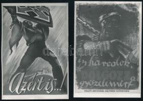 Nyilaskeresztes és Keleti Arcvonal Bajtársi Szövetség plakátok fotói, 2 db, 9,5×6,5 cm