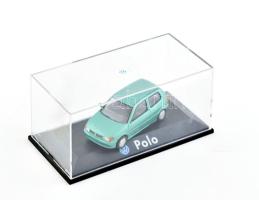Volkswagen Polo makett, dobozban, plexin kis repedés, h: 8 cm