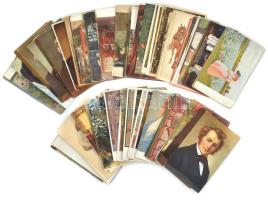 100 db RÉGI használatlan művész motívum képeslap: festmények / 100 pre-1945 unused art motive postcards: paintings