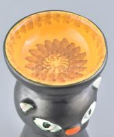 Retró gyertyatartó, fekete cica / macska, mázas kerámia, hibátlan, m: 24 cm