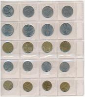 1948-1989. 50db-os érme tétel, részletezve: 5f (5x) - 10f (5x) - 20f (5x) - 50f (5x) - 1Ft (5x) - 2F...