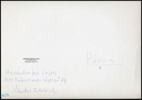 Menesdorfer Lajos (1941-2005) budapesti fotóművész hagyatékából, feliratozott, pecséttel jelzett, vi...