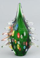 Muráno karácsonyfa, millefiori díszítménnyel, hibátlan, jelzés nélkül, m: 20 cm
