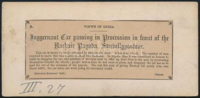 cca 1890 India, feliratozott vintage sztereó fotó, 8,5x17,5 cm