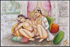 India szexuális művészete, régi könyv illusztrációjának mai fotómásolata, 10x15 cm