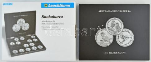 Leuchtturm Australian Kookaburra bársony béléses érmetartó kazetta 20db férőhellyel, 9db kapszulával, új állapotban és eredeti csomagolással
