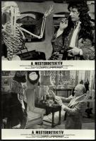 cca 1972 ,,A mesterdetektív című angol film jelenetei és szereplői (köztük Laurence Oliver), 13 db produkciós filmfotó, ezüst zselatinos fotópapíron, a használatból eredő (esetleges) kisebb hibákkal, 18x24 cm
