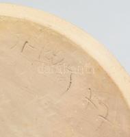 Iparművész mázas kerámia tál, olvashatatlan (Sár...) jelzéssel és 77-es datálással, d: 20 cm, m: 5 c...