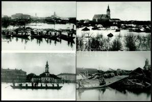 cca 1879 A nagy szegedi árvíz, Kerny István (1879-1963) budapesti fotóművész gyűjtéséből 4 db fotómásolat korabeli felvételekről, mai nagyítások, 10x15 cm