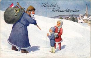 Herzlichen Weihnachtgrüsse! / Karácsonyi üdvözlet, Mikulás / Christmas greeting, Saint Nicholas. P.G. W.I. 519-1. s: H. Czermák