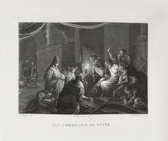 Cca. 1840. F. Clerici: Gesu Cristo coronato di spine. Rézmetszet, papír. Ázási nyomokkal. 22x25 cm