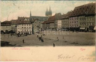 1904 Cheb, Eger; Unterer Marktplatz, Apotheke / market square, pharmacy, shops (fl)