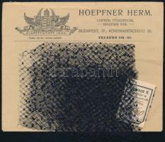 cca 1910 Hoepfner Herm. Bp., csipkék, függönyök, hímzések áruminta és fejléces boríték, utóbbin szakadással
