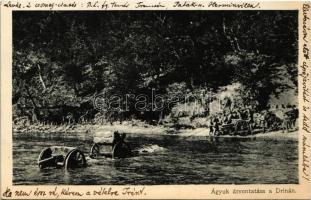 1917 Ágyúk átvontatása a Drinán / WWI Austro-Hungarian K.u.K. military, artillery crossing the river