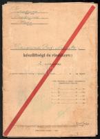 1943 Tiszafüredi Ref. Népiskola készüétségi és riadóterve, légoltalmi iratok a II. világháború idejéből, 11 db fejezetből álló, eredeti kiadói mappában.