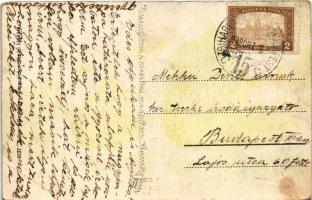 1922 Berettyóújfalu, Vasútállomás. Adler Béla kiadása + "BIHARKERESZTES - BUDAPEST 15 C" v...