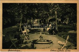 1924 Balatonkenese, Otthon szálloda parkja + TAPOLCZA - BUDAPEST 394 A vasúti mozgóposta bélyegző (EK)