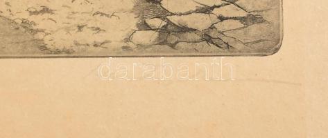 Hertay Mária (1932-2018): Óbuda. Rézkarc, papír, jelzett. Kartonra kasírozva. 39,5x29,5 cm