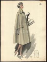 1959 3 db vintage divatkép, ofszet nyomat, papír, jobb felső sarkában kissé foltos, 37,5x28,5 cm