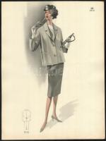 1959 3 db vintage divatkép, ofszet nyomat, papír, jobb felső sarkában kissé foltos, 37,5x28,5 cm