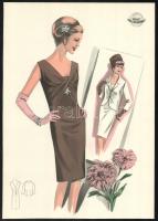 cca 1950 3 db Wemo Modes Internationales vintage divatkép, ofszet nyomat, papír,32x21,5 cm