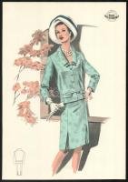 cca 1950 3 db Wemo Modes Internationales vintage divatkép, ofszet nyomat, papír,32x21,5 cm