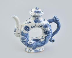 Nian Yong kínai sárkányos teáskanna, porcelán, jelzett, hibátlan, m: 20 cm