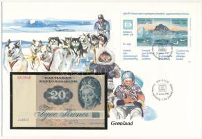 Dánia 1972. 20K borítékon grönlandi bélyeggel, bélyegzéssel T:I Denmark 1972. 20 Kroner in envelope with Greenlandic stamp and cancellation C:UNC