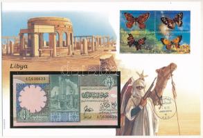 Líbia 1991. 1/4D felbélyegzett borítékban, bélyegzéssel T:I Libya 1991. 1/4 Dinar in envelope with stamp and cancellation C:UNC