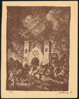 Rudnay Gyula (1878-1957): Templom, cinkográfia, papír, jelzett a cinkográfián, 17×12,5 cm