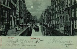 ~1900 Rotterdam, Het Stejger, Cafe Vergunning / street, shops, restaurant, night (Rb)
