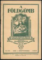 1930-36 A Földgömb c. folyóirat 8 db száma, részben sérült gerinccel, elváló kötéssel és tűzés menté...