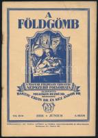 1930-36 A Földgömb c. folyóirat 8 db száma, részben sérült gerinccel, elváló kötéssel és tűzés menté...