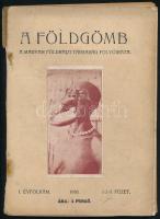 1930-36 A Földgömb c. folyóirat 8 db száma, részben sérült gerinccel, elváló kötéssel és tűzés menté...