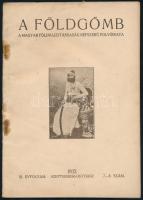 1930-36 A Földgömb c. folyóirat 8 db száma, részben sérült gerinccel, elváló kötéssel és tűzés menté...