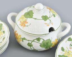 Vileroy & Boch virágos étkészlet. Hat személyes Matricás, jelzett, minimális mázhibákkal