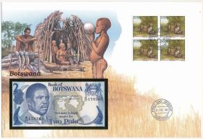 Botswana 1982-1992. 2P felbélyegzett borítékban, bélyegzéssel T:I  Botswana 1982-1992. 2 Pula in envelope with stamp and cancellation C:UNC