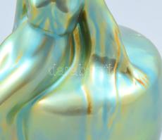 Zsolnay eozin mázas női alakos váza, jelzett, hibátlan, m: 24 cm