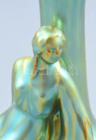 Zsolnay eozin mázas női alakos váza, jelzett, hibátlan, m: 24 cm