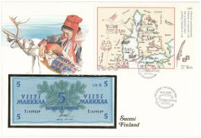 Finnország 1963. 5M felbélyegzett borítékban, bélyegzéssel T:I Finland 1963. 5 Markkaa in envelope with stamp and cancellation C:UN