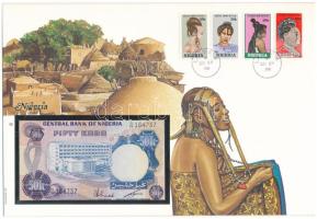 Nigéria 1973-1978. 50K felbélyegzett borítékban, bélyegzéssel T:I Nigeria 1973-1978. 50 Kobo in envelope with stamp and cancellation C:UNC