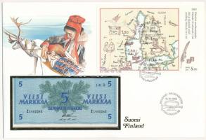 Finnország 1963. 5M felbélyegzett borítékban, bélyegzéssel T:I Finland 1963. 5 Markkaa in envelope with stamp and cancellation C:UNC