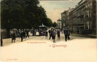 Den Haag, s-Gravenhage, The Hague; De Bezuidenhoutsche Weg / street with tram