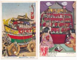 Japan, Festivals - 4 pre-1945 postcards