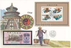 Kína 1962. 1J felbélyegzett borítékban, bélyegzéssel T:I China 1962. 1 Jiao in envelope with stamp and cancellation C:UNC