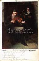 1916 Stara piesn / Judaica art postcard, Jewish man with violin. B.K.W.I. 624-5. s: Lazar Krestin (EK)