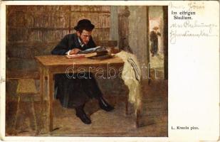1916 Im eifrigen Studium / Judaica art postcard, Jewish man studying. B.K.W.I. 875-5. s: Lazar Krestin (EK)