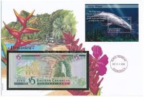 Kelet-karibi Államok/Dominika 1994. 5D felbélyegzett borítékban, bélyegzéssel T:I  East Caribbean States/Dominica 1994. 5 Dollars in envelope with stamp and cancellation C:UNC