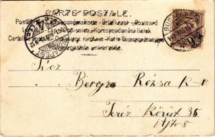 1901 Lady, romantic couple, automobile. Fec. Ch. Scolik Wien. Art Nouveau (fl)