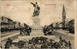1909 Arad, Kossuth szobor, vonat. Mandl Ignátz kiadása / statue, train (ragasztónyom / gluemark)
